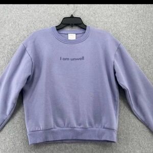 Barstool Sports Sweatshirt Women Large Purple Pullover Crewneck "I am unwell"
